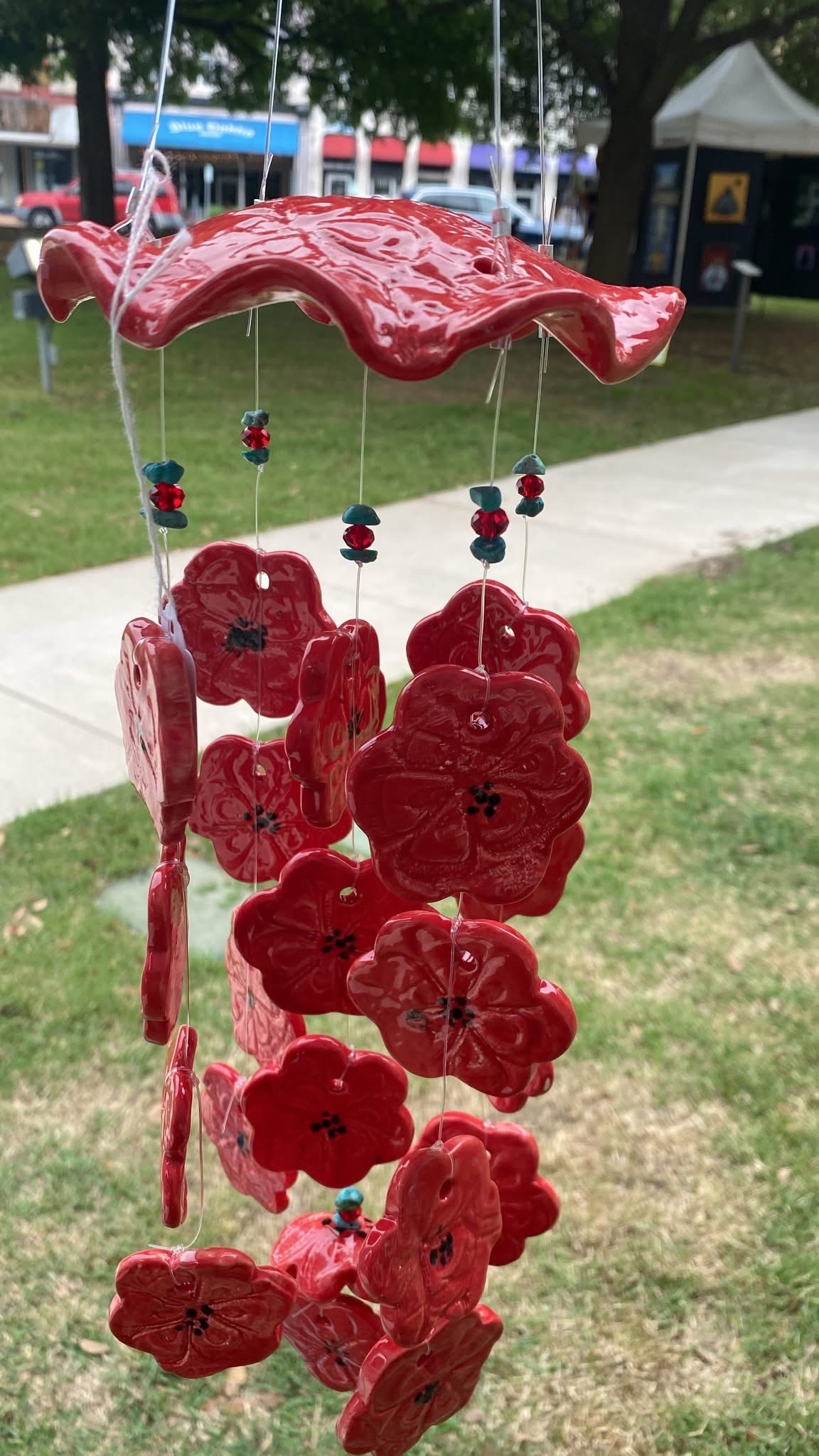 Red flower ceramic chime