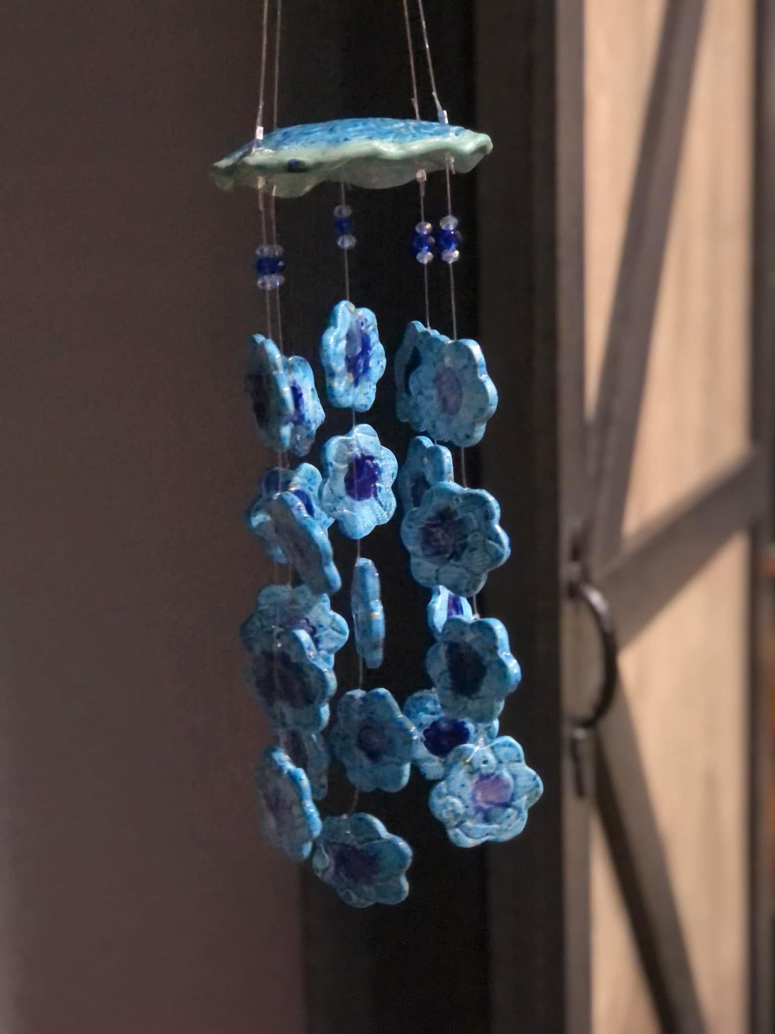 Blue flower ceramic chime