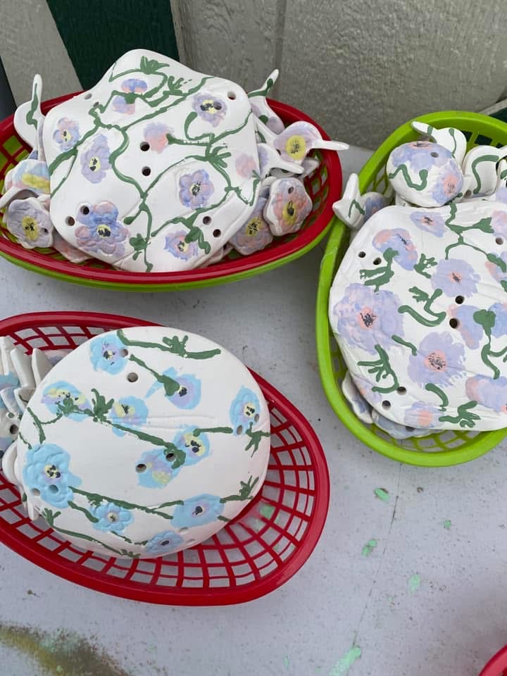 Colorful handmade butterfly-shaped ceramic dishes