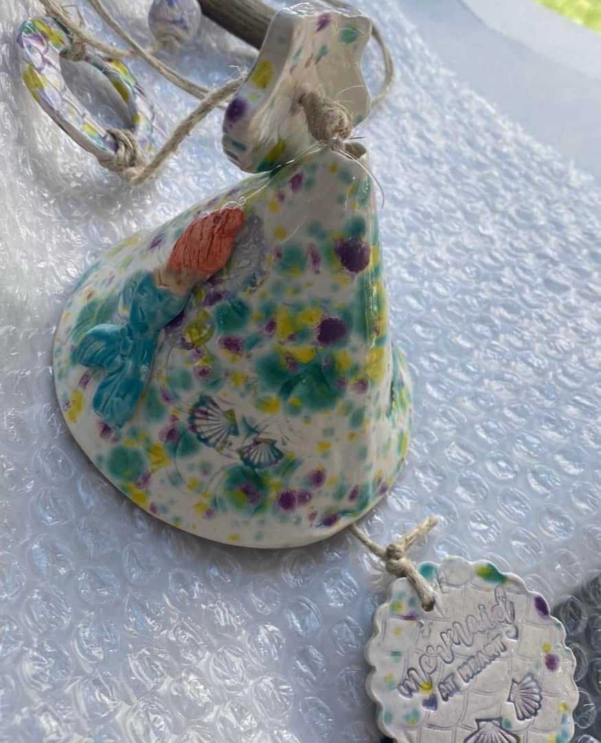 Multicolor mermaid ceramic bell