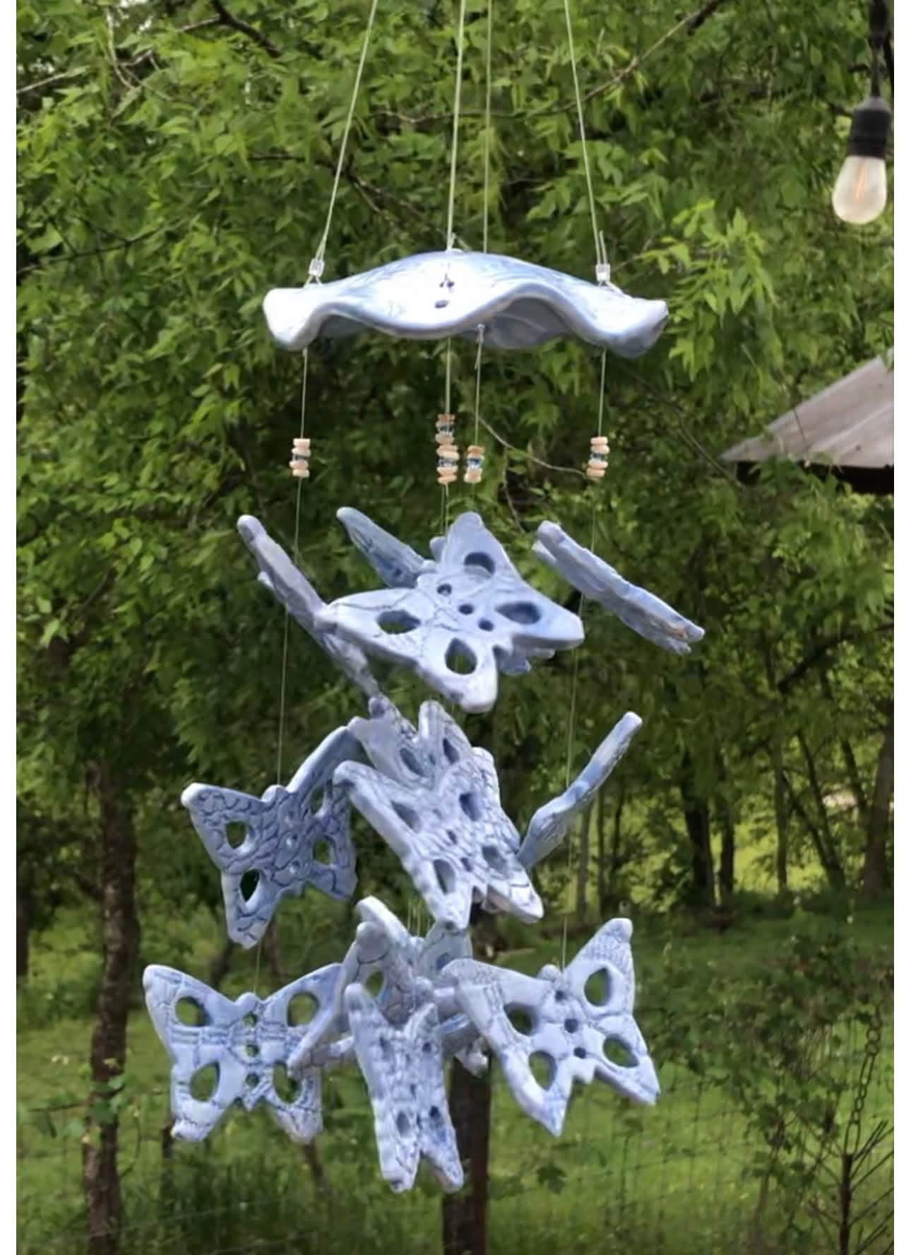 Pale butterfly ceramic wind chime