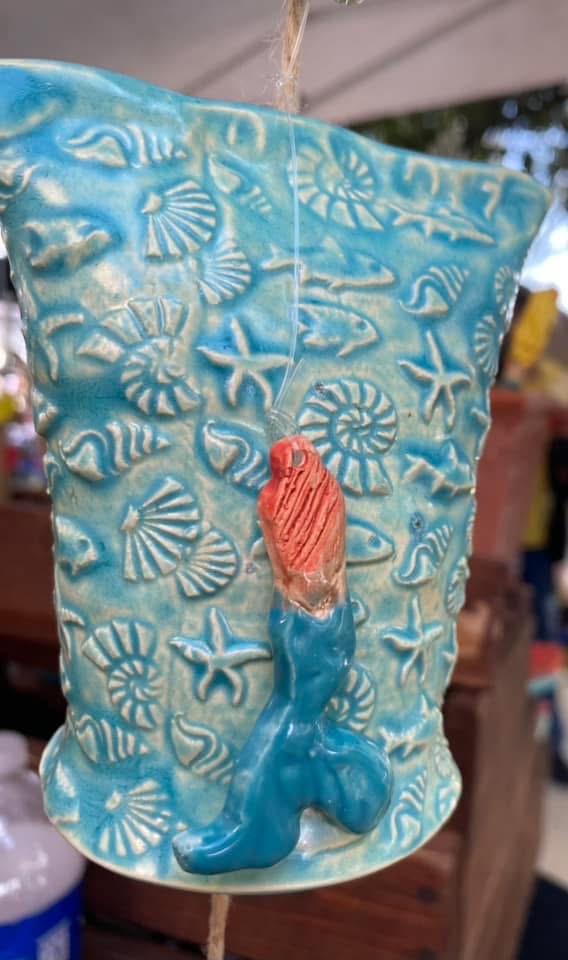Turquoise ceramic bell