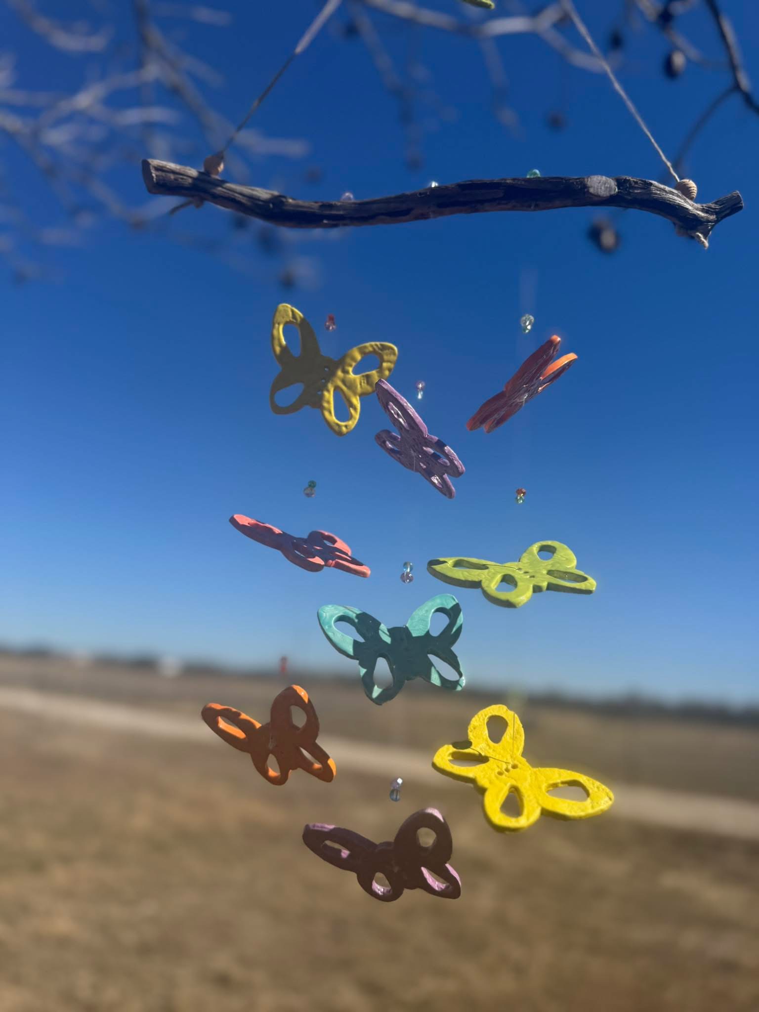 Butterfly mobile with driftwood