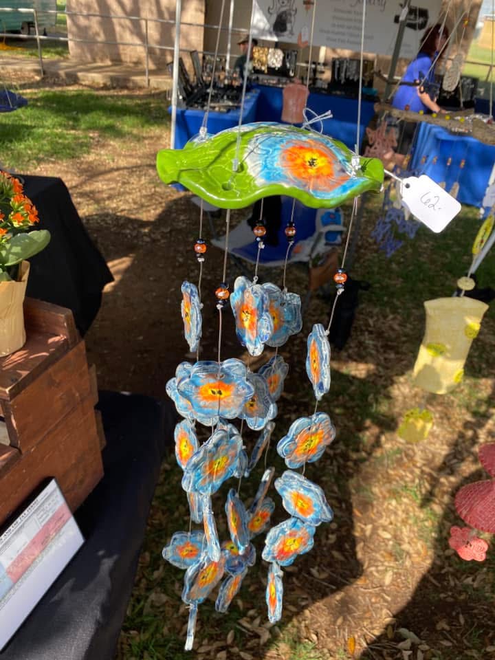 Blue and orange flower chime